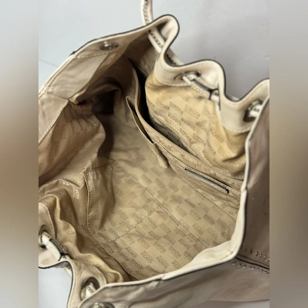 Michael Kors Astor Large Vanilla Leather Tote Bag